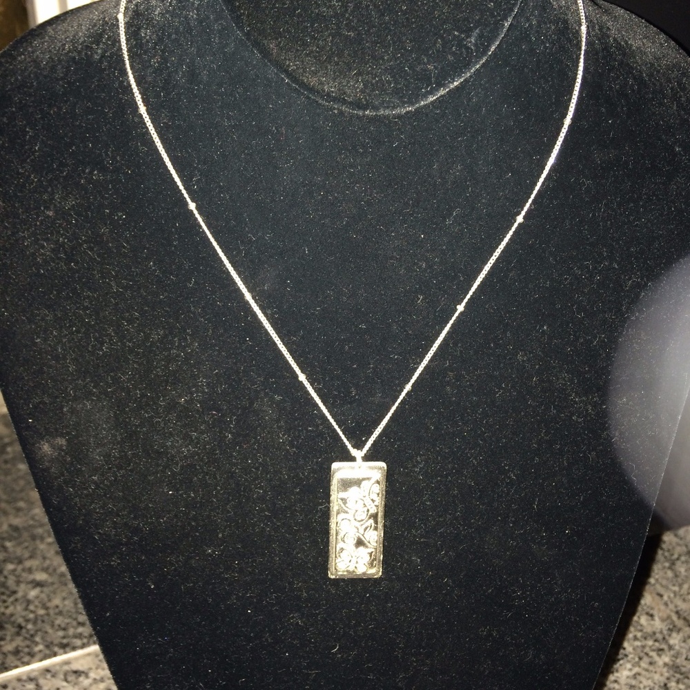 Silver-Tone Rectangular Charm Pendant
